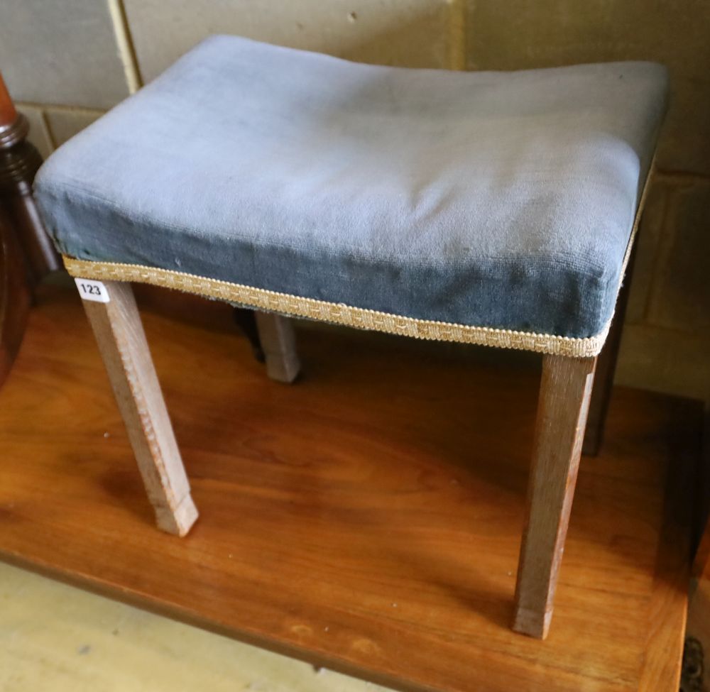 A George VI oak Coronation stool, width 46cm, depth 32cm, height 48cm